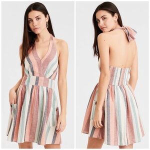 EUC American Eagle Stripe Halter Dress - Size Small